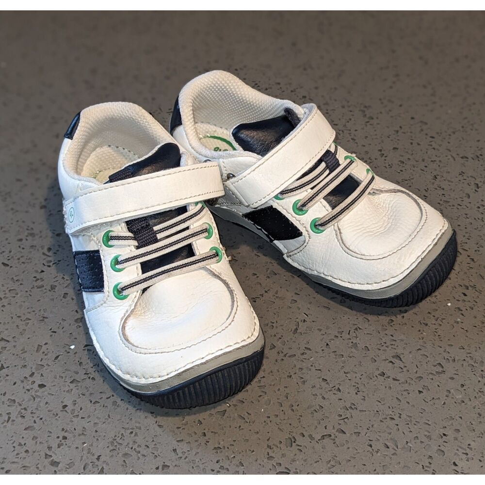 Stride Rite SRT Flexsole Walker White/Blue Leather Shoes Toddler 8W